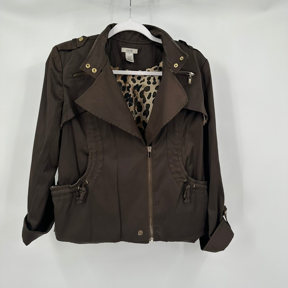 Cache Womens Moto Jacket Size S Edgy Minimalist Utility Dark Academia Cropped